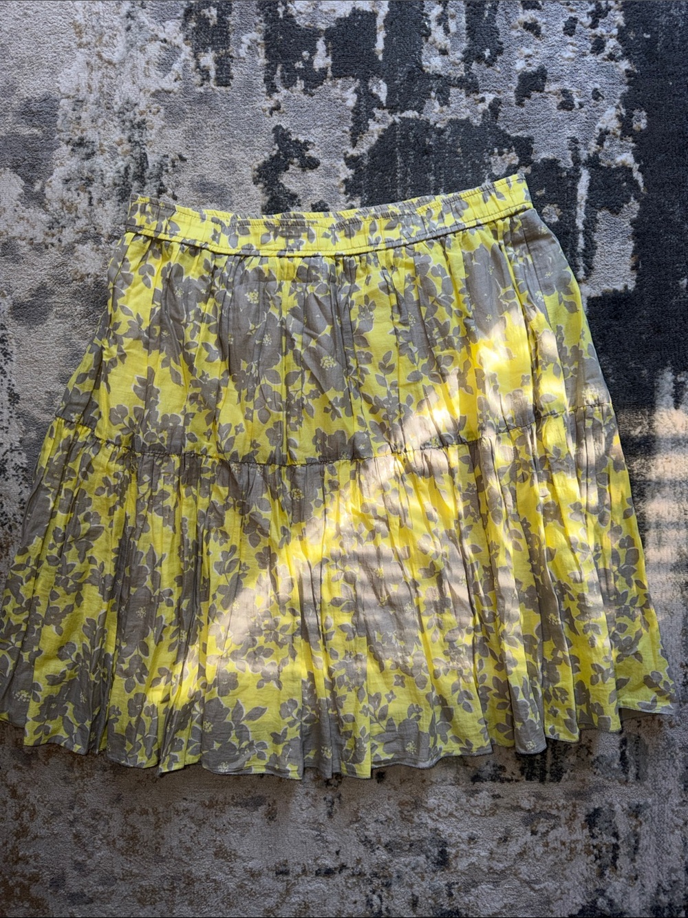 Old Navy Yellow Gray Floral Cotton Skirt Size M